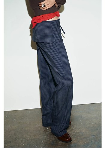 Zara viral kemerli kareli pantolon - Görsel 9