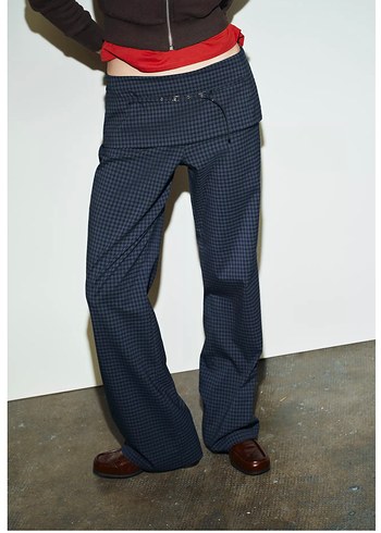 Zara viral kemerli kareli pantolon - Görsel 5