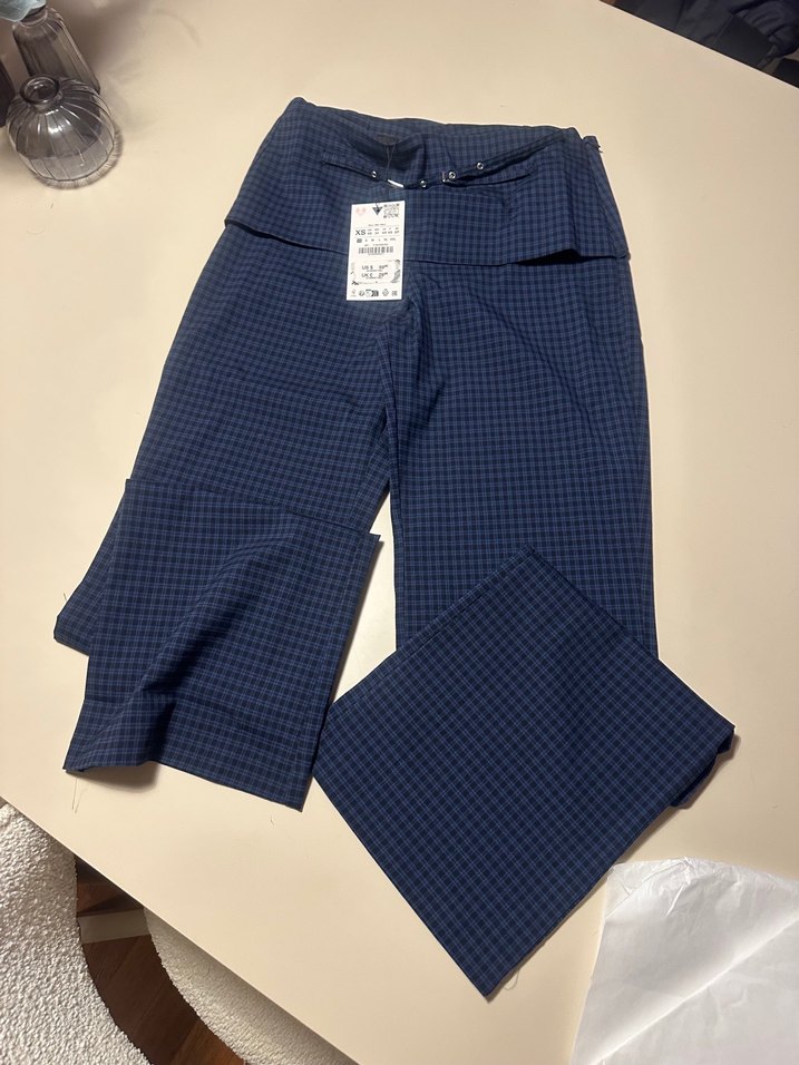 Zara viral kemerli kareli pantolon - Görsel 2