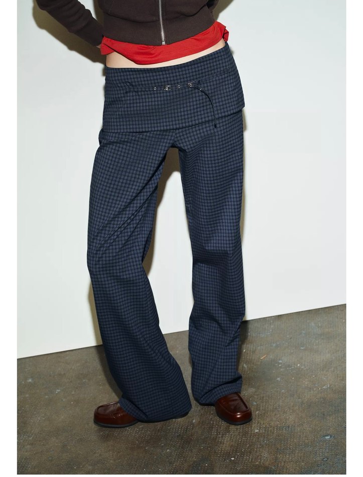 Zara viral kemerli kareli pantolon - Görsel 5