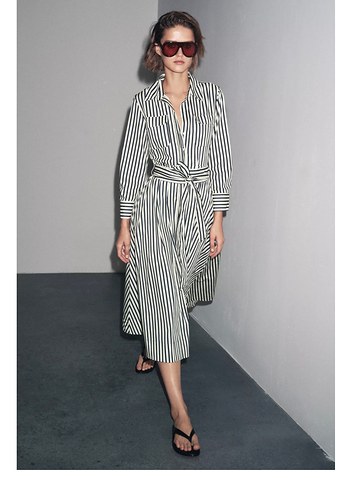 Zara çizgili gömlek elbise fiyatson - Görsel 2