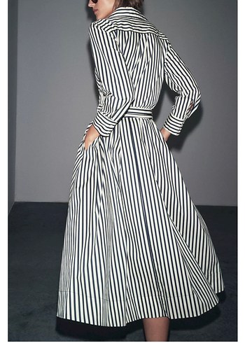 Zara çizgili gömlek elbise fiyatson - Görsel 3