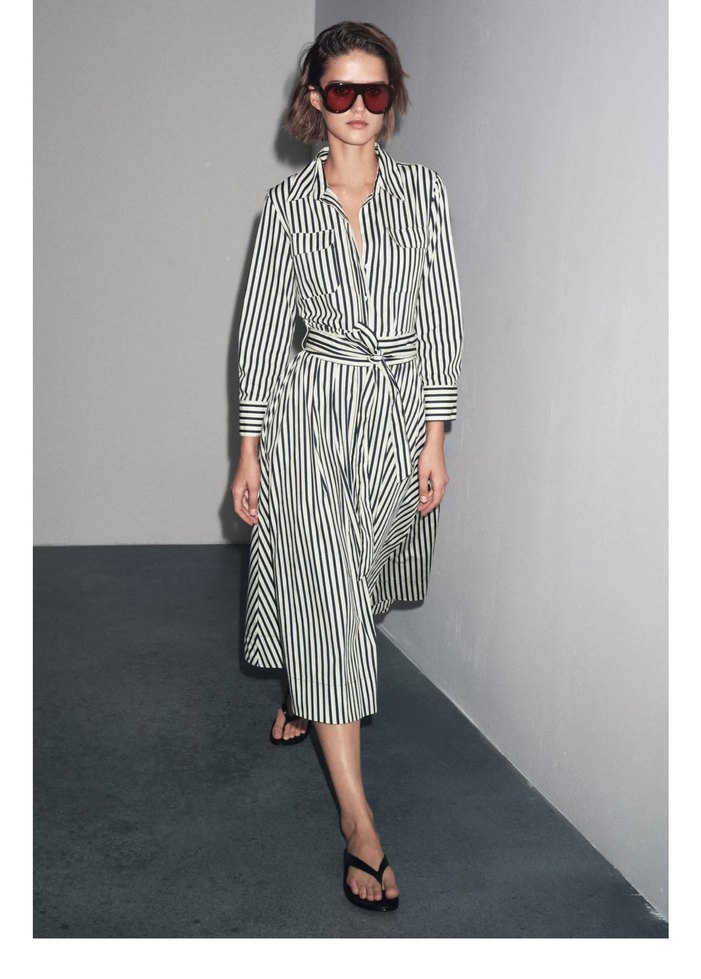 Zara çizgili gömlek elbise fiyatson - Görsel 2