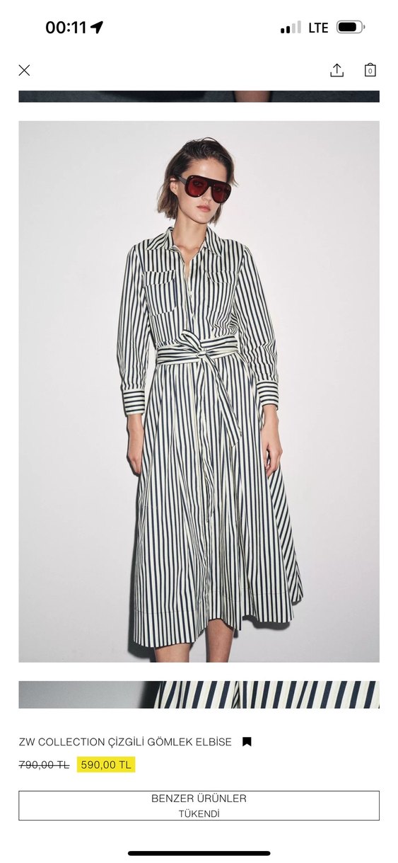 Zara çizgili gömlek elbise fiyatson - Görsel 4