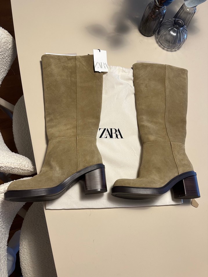 Zara %100 deri süet çizme - Görsel 2