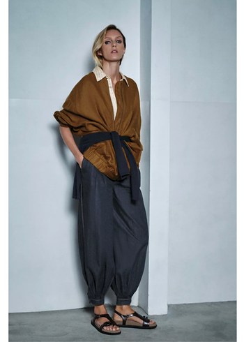 Zw collection oversize keten ceket - Görsel 4