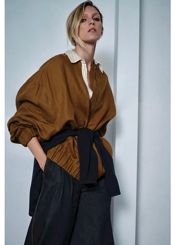 Zw collection oversize keten ceket - Görsel 3