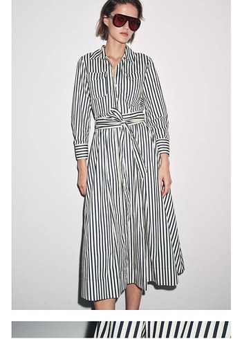Zara çizgili gömlek elbise fiyatson - Görsel 8