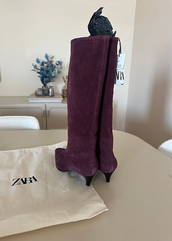 37 Beden Zara Bordo Süet Stiletto Çizme