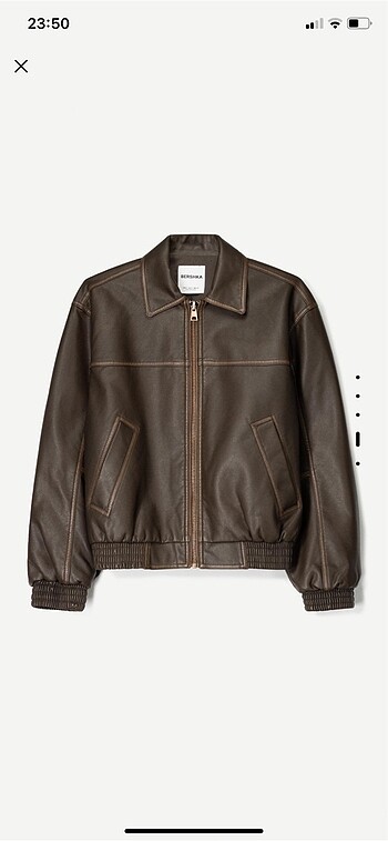 BERSHKA SİYAH DERİ CEKET