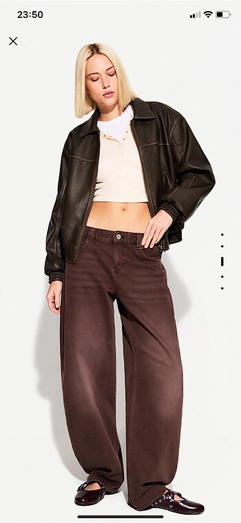 Bershka BERSHKA SİYAH DERİ CEKET