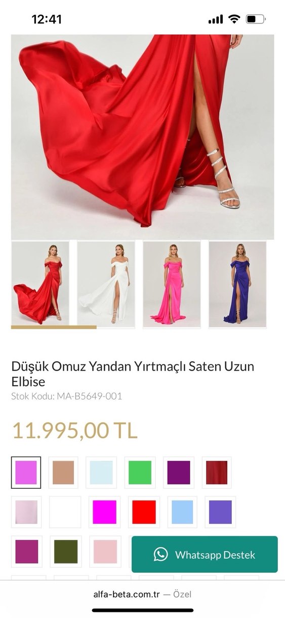 Kırmızı Drapeli Midi Abiye Elbise - Görsel 5