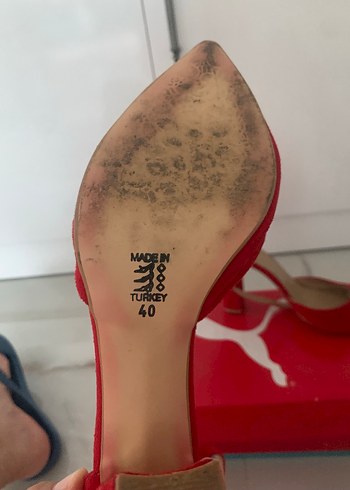 Kırmızı Süet Tokalı Stiletto Kadın Topuklu - Görsel 4