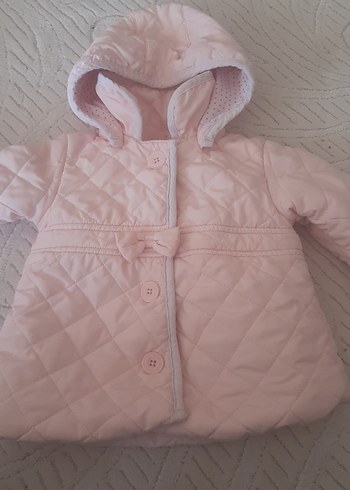 Düğmeli Kapüşonlu Kız Çocuk Pembe Mont