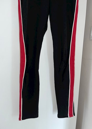 H&M Siyah Kırmızı Şeritli Pamuklu Tayt - Görsel 2