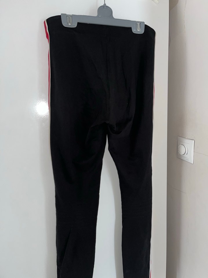 H&M Siyah Kırmızı Şeritli Pamuklu Tayt - Görsel 3