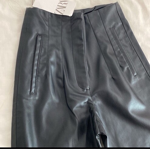 xs Beden Zara yüksek bel deri pantolon
