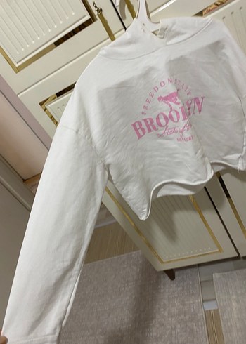 Beyaz Baskılı Kadın Sweatshirt - Görsel 2