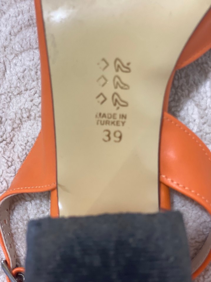 Turuncu Fiyonk Detaylı Blok Topuklu Kadın Stiletto - Görsel 2