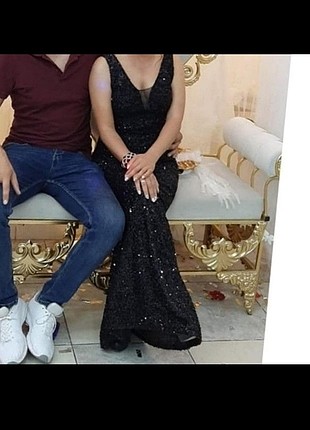 Uzun pullu payet abiye 