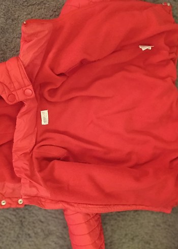 Kürklü Kapüşonlu Erkek Çocuk Kırmızı Mont - Görsel 2