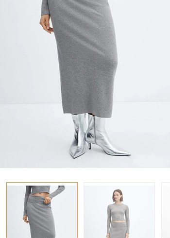 Mango Uzun Triko Etek - Görsel 7