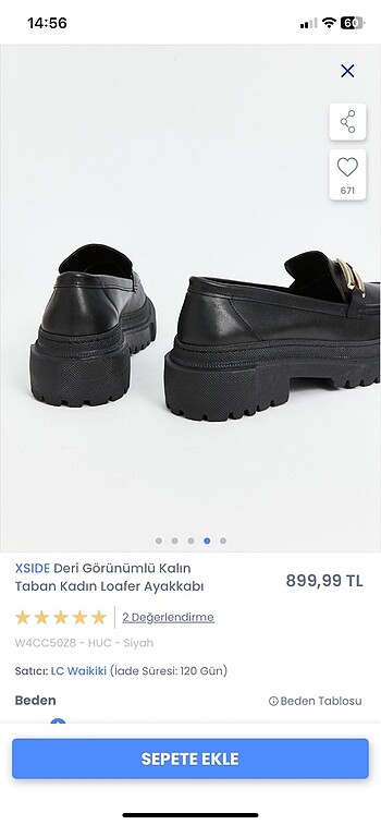 38 Beden siyah Renk LcWaikiki kadın loafer