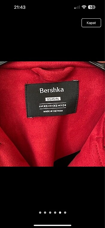 xs Beden Bershka sürt ceket