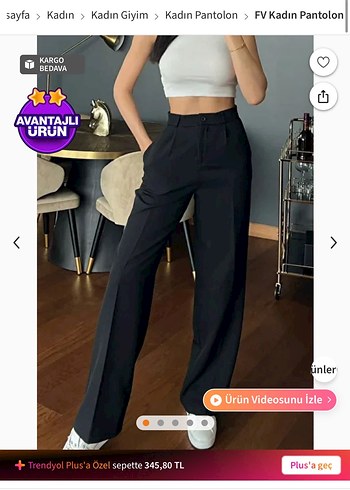 Kadın Siyah Kemerli Rahat Kesim Pantolon