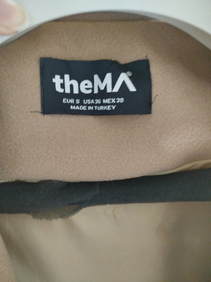 Bej Mini Kadın Kaban, Düğmeli, Rahat Kesim - Görsel 3