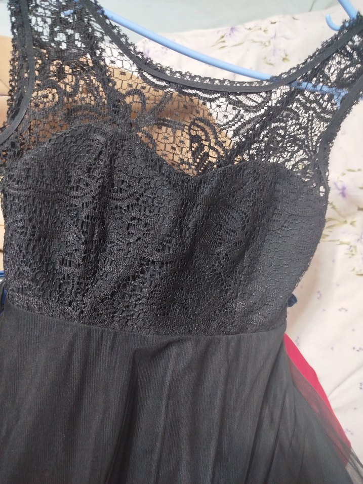 Uzun Siyah Dantel Detaylı Abiye Elbise - Görsel 2