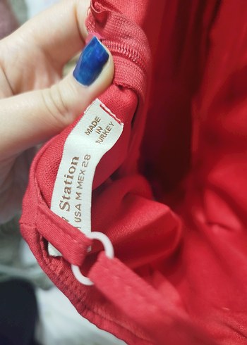 Kırmızı Mini Elbise, Fırfırlı, Askılı - Görsel 4