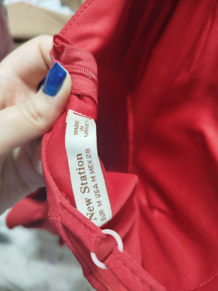 Kırmızı Mini Elbise, Fırfırlı, Askılı - Görsel 3