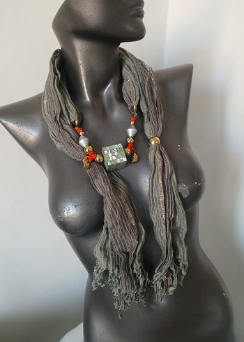 Accessorize Gri Bohem Uzun Boncuklu Kolye