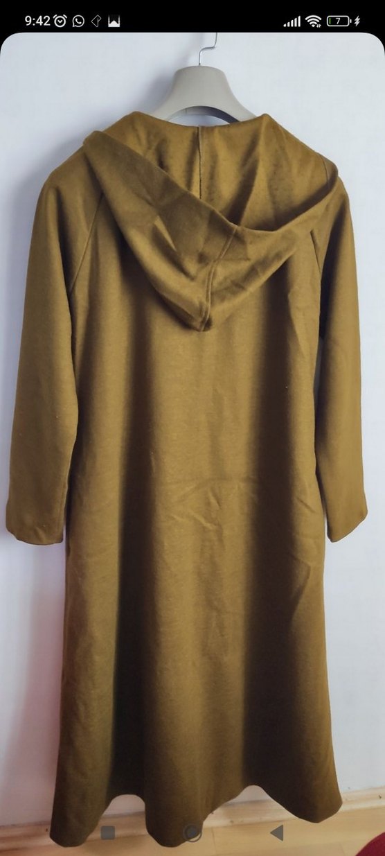 Haki Uzun Düğmeli Kaşe Kaban - Görsel 3