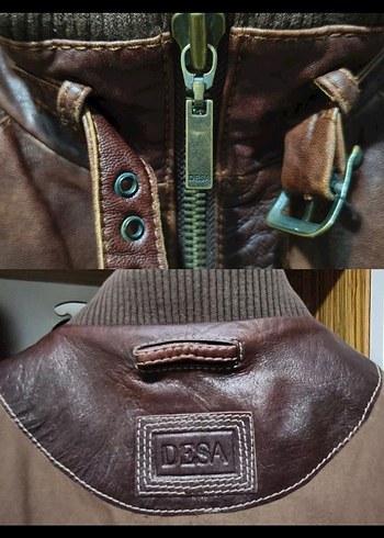 Desa Kahverengi Deri Biker Ceket - Görsel 7