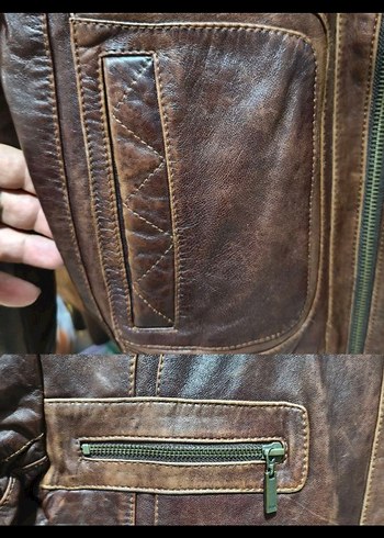 Desa Kahverengi Deri Biker Ceket - Görsel 6