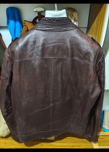 Zara Erkek Kahverengi Deri Biker Ceket - Görsel 8