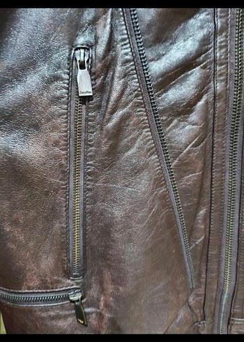 Zara Erkek Kahverengi Deri Biker Ceket - Görsel 5