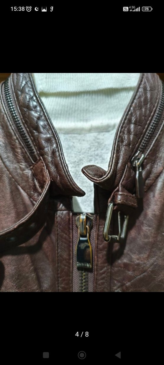 Zara Erkek Kahverengi Deri Biker Ceket - Görsel 4