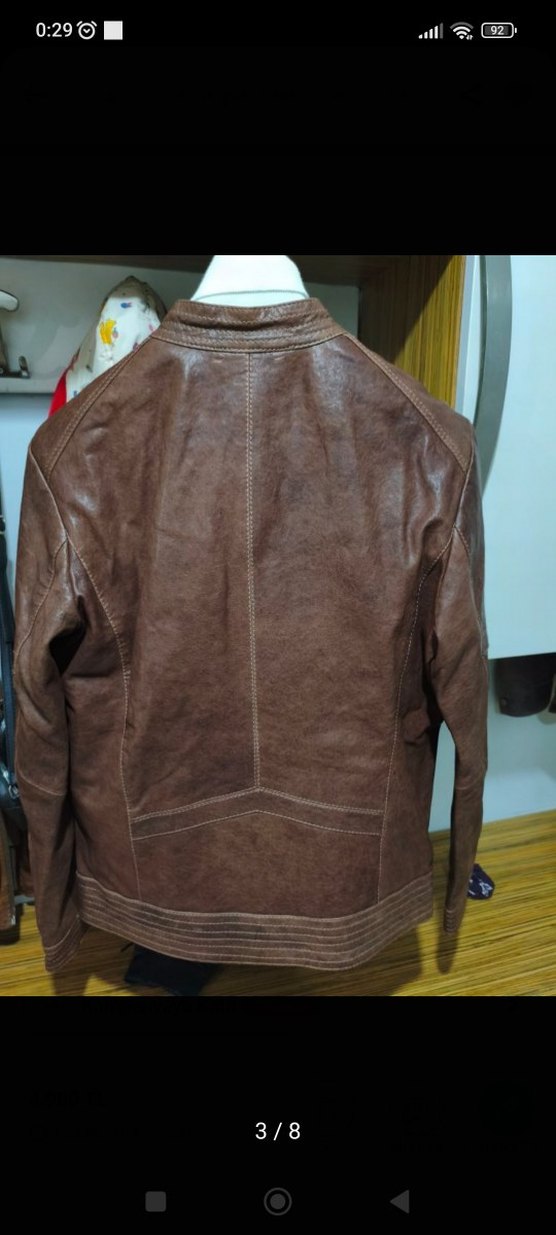 Derimod Erkek Kahverengi Deri Biker Ceket - Görsel 3