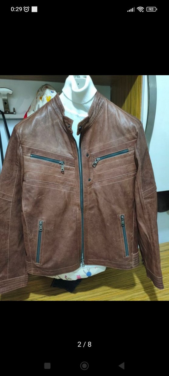 Derimod Erkek Kahverengi Deri Biker Ceket - Görsel 2