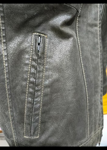 Kahverengi Deri Erkek Biker Ceket - Görsel 5