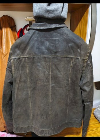 Kahverengi Deri Erkek Biker Ceket - Görsel 3