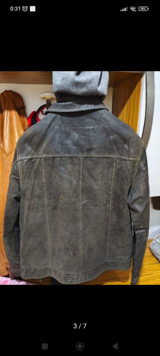 Kahverengi Deri Erkek Biker Ceket - Görsel 3