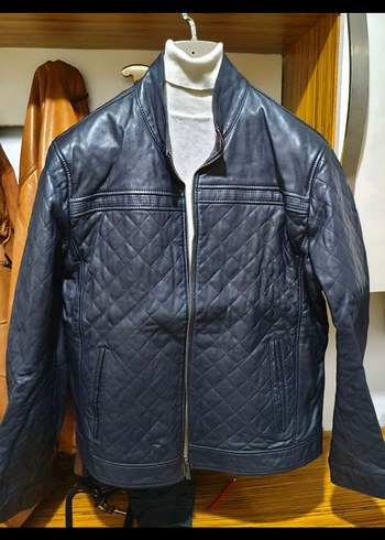 Kemal Tanca lacivert Deri Erkek Ceket - Görsel 2