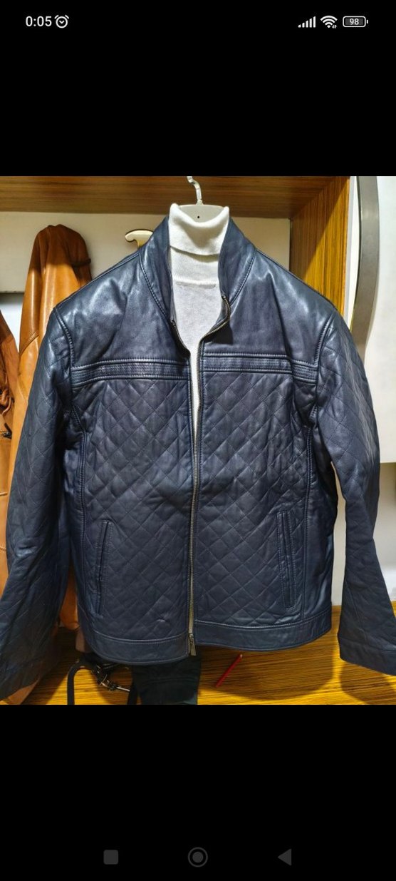 Kemal Tanca lacivert Deri Erkek Ceket - Görsel 2