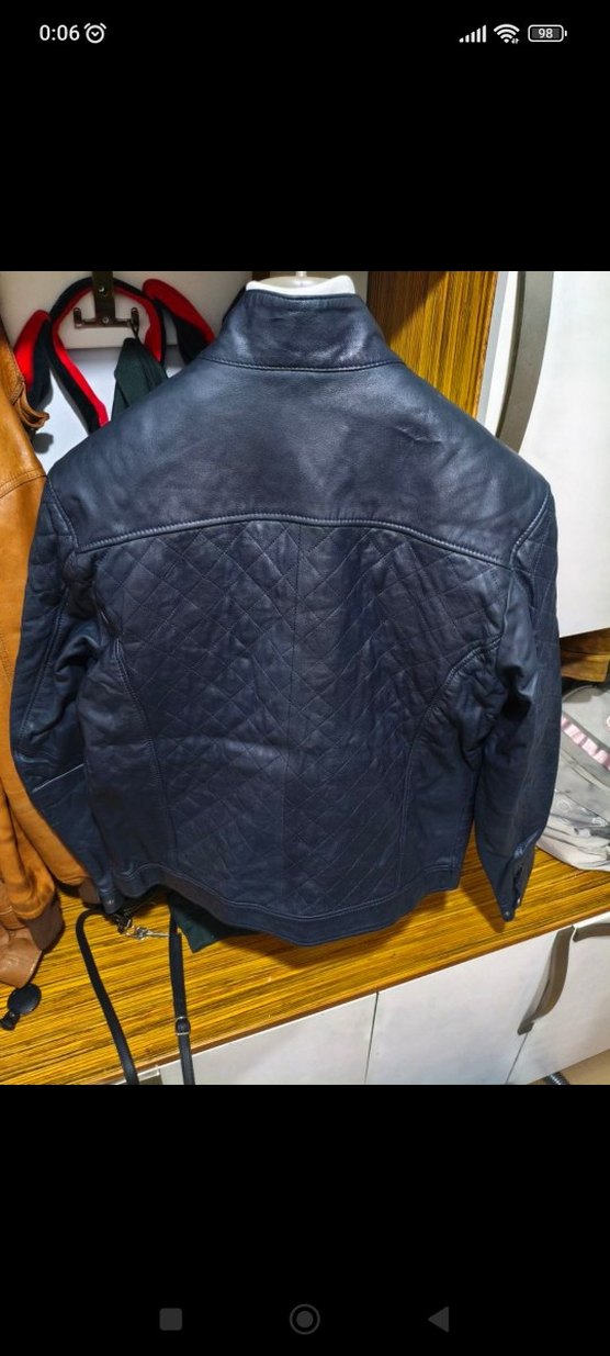 Kemal Tanca lacivert Deri Erkek Ceket - Görsel 3