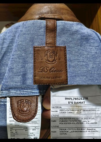 Damat Kahverengi Deri Biker Ceket - Görsel 8