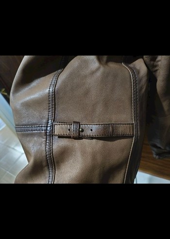 Damat Kahverengi Deri Biker Ceket - Görsel 5